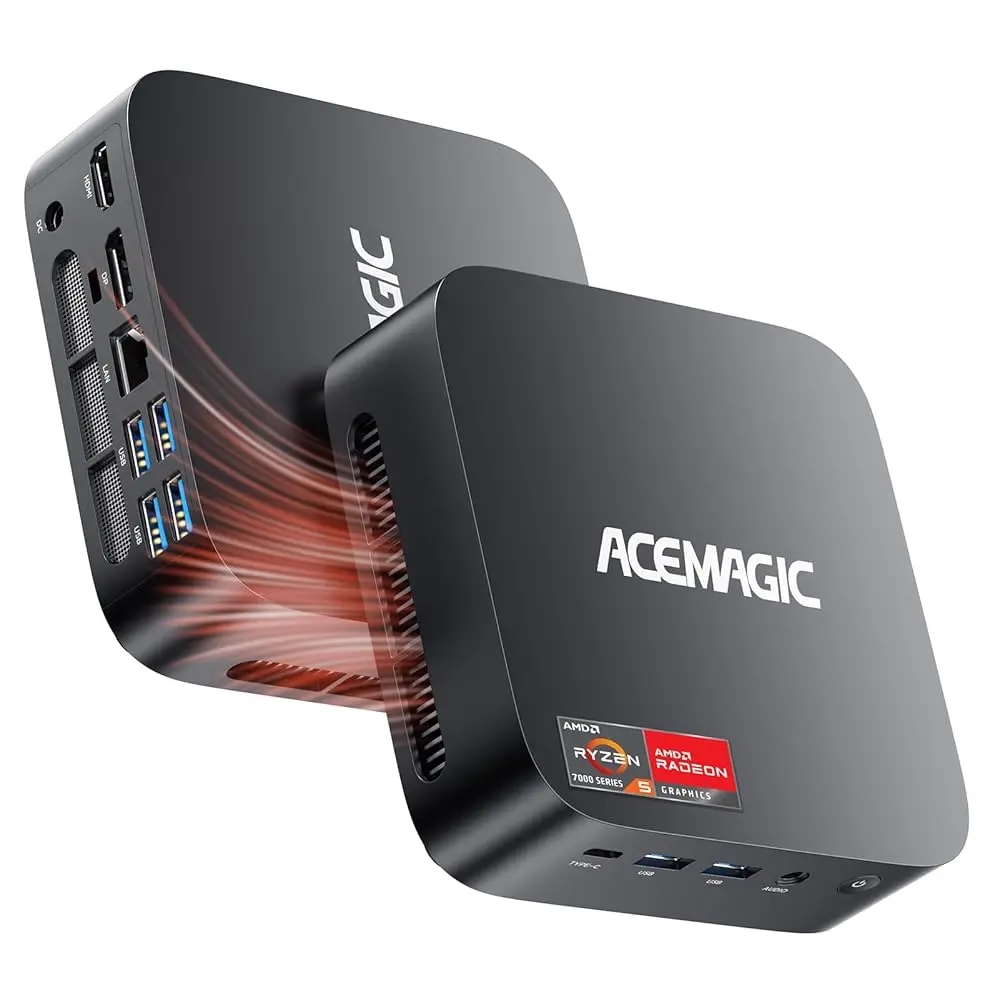 ACEMAGIC K1 Mini Gaming-PC – AMD Ryzen 7 7730U Mini-PC – 16 GB LPDDR4X, 512 GB/1 TB PCIe M.2 SSD – Mini-Computer (8 Kerne/16 Threads, bis zu 4,5 GHz) – Desktop-Computer mit Radeon-Grafik – WiFi6 –