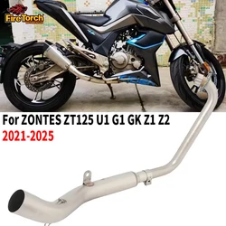 Motorcycle Exhaust System Escape Moto For ZONTES ZT125 U1 G1 GK Z1 Z2 2021 - 2025 Modified Front Link Pipe 51mm No O2 Sensor