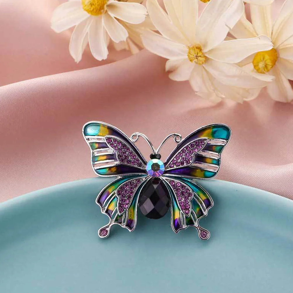 

Rhinestone Butterflies Brooch Crystal Costume Corsage Elegant Party Pin Decorative Brooch Clip for Women