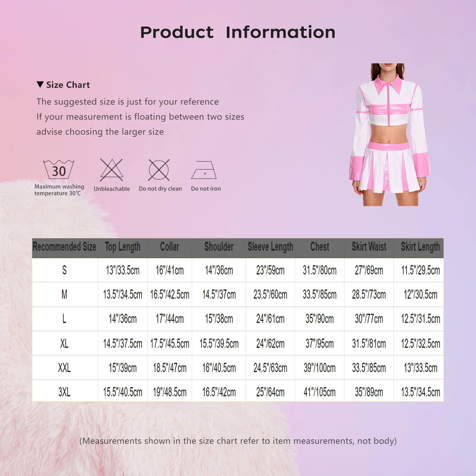 المرأة نظرة الرطب أنيمي تأثيري حلي مجموعة التشجيع يهتف الرقص وتتسابق طويلة الأكمام اقتصاص وتنورة قصيرة مطوي للنادي #6