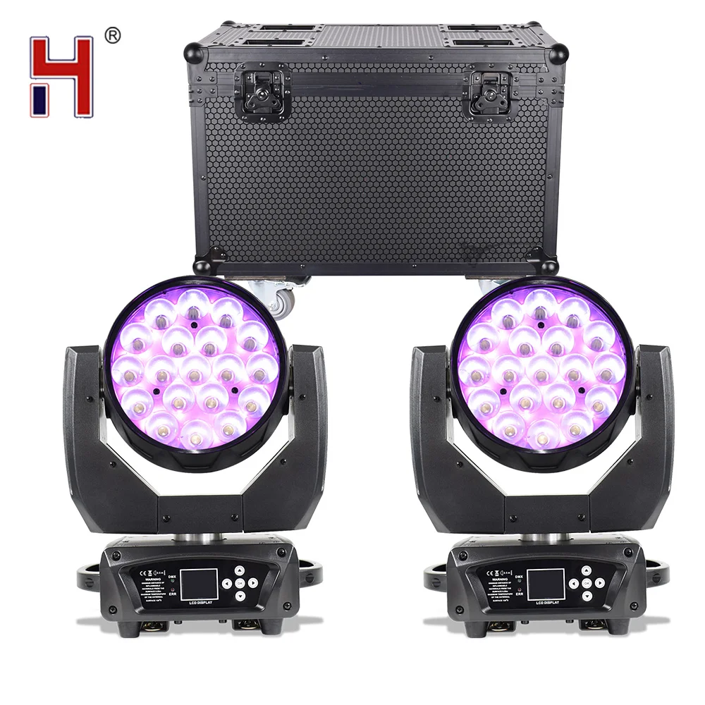 

HongYi New Version Backlight MAC AURA 19x15W RGBW 4in1 Zoom Beam Wash Moving Head Light DMX Controller Strobe Effect For Party