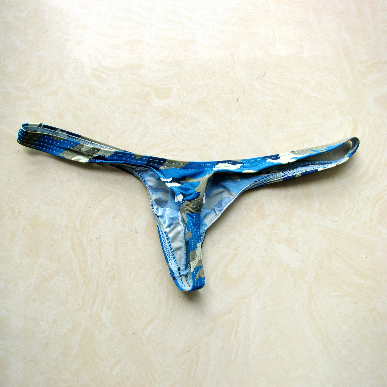Camouflage Protruding T Back Mens Underwear Low Waist Sexy Breathable Pouch Thongs Para Hombres Tanga G-String Gayman