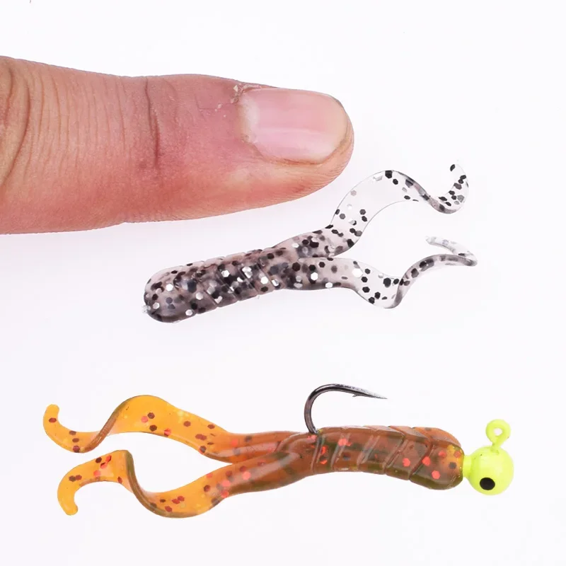 20 Pcs Soft Silicone Shrimp Shaped Fishing Lures 4cm 0.7g Swivel Jigging Wobblers Bass Ephemera Fishy Smell Artificial Baits