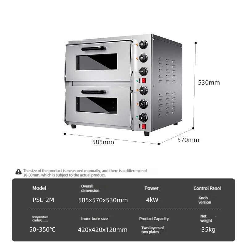 Forno Elétrico de Dupla Camada, Grande Capacidade, Pizza, Ovo, Tortas, Forno de 2 placas