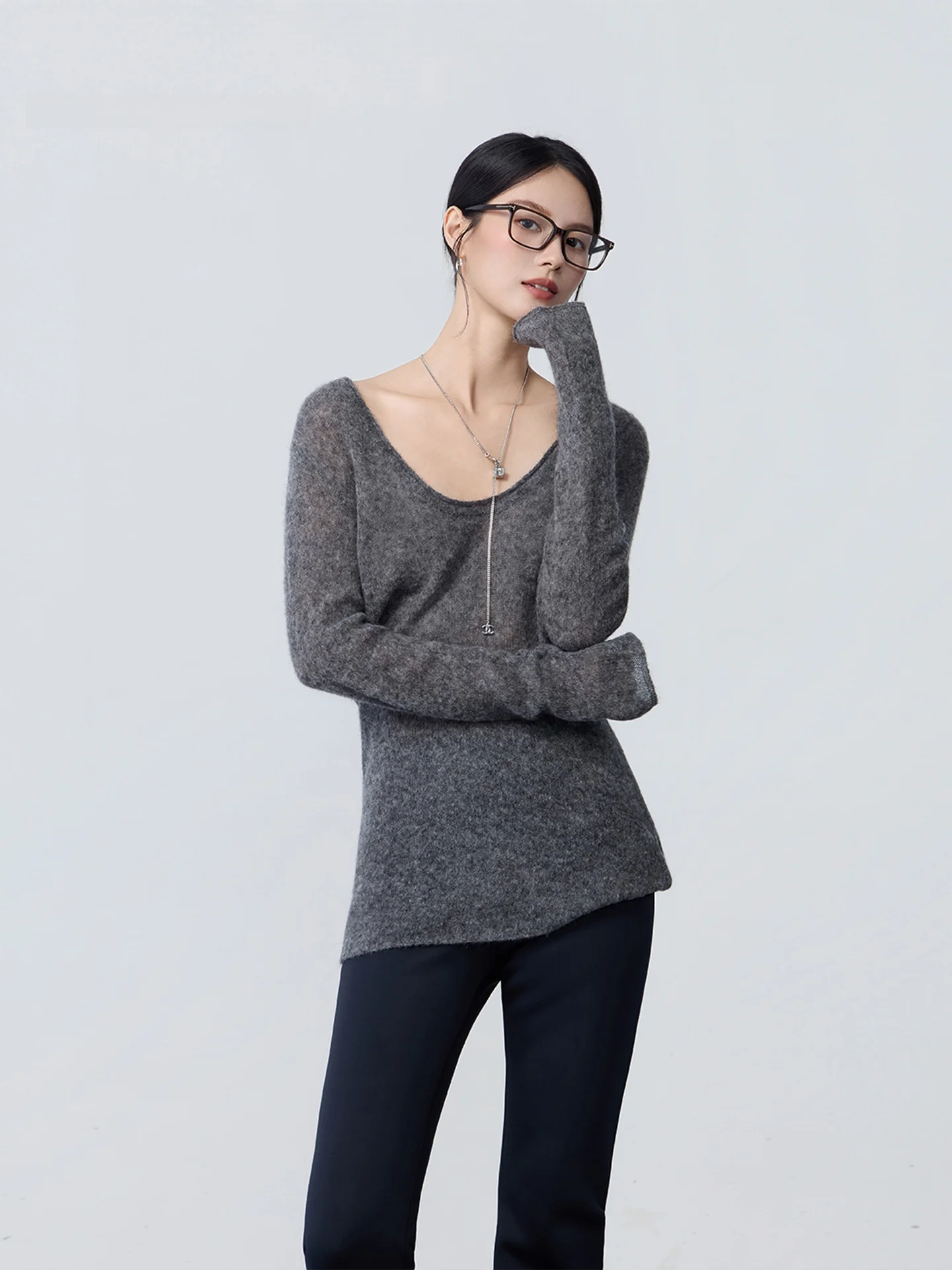 

Свободный вязаный шерстяной свитер с V-образным вырезом от Li Ynuo MPBY Cloud Soft Wool Camere, повседневный удобный женский топ с длинными рукавами