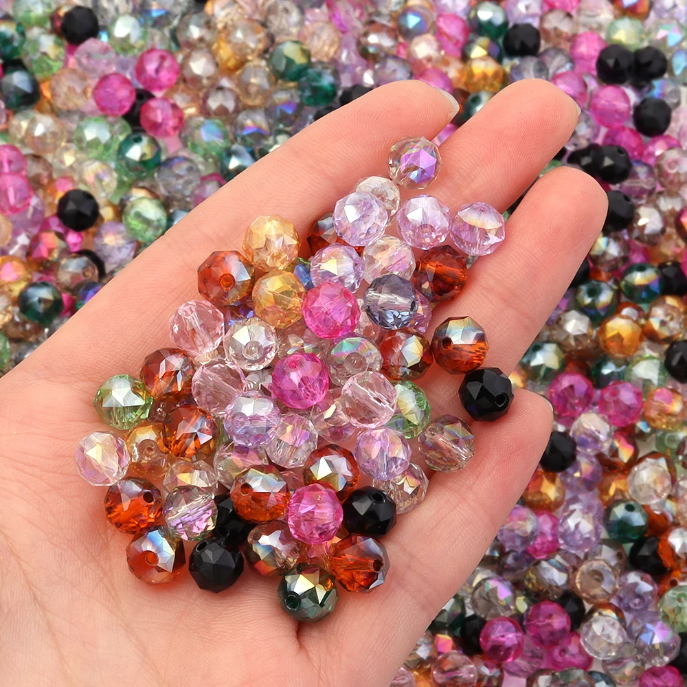50pcs/lot Austria Crystal Glass Beads Round Flat Faceted Glass Loose Beads For Jewelry Making DIY Bracelet Necklace Accessories - view 3