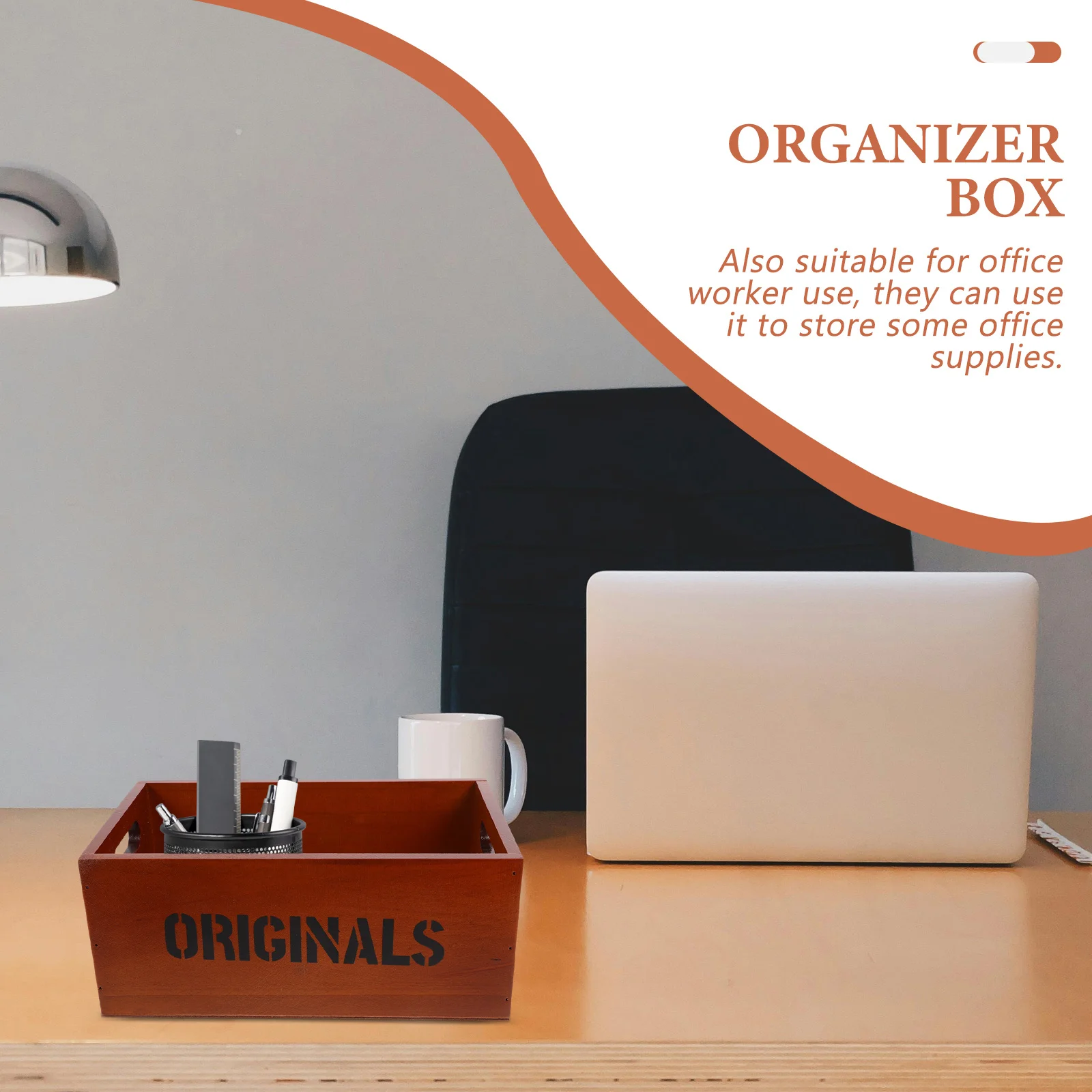 

Wooden Crate Box Desktop Storage Bin Simple Sturdy Wood Organizer for Office Home Desk Sundries Container Wooden Desktop Box