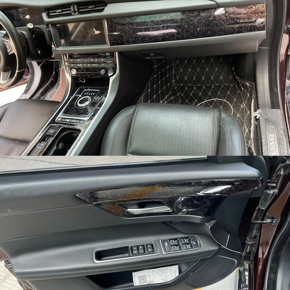 For Jaguar XF 2016-2020 Interior Central Control Panel Door Handle 5D Carbon Fiber Stickers Decals Car styling Accessorie