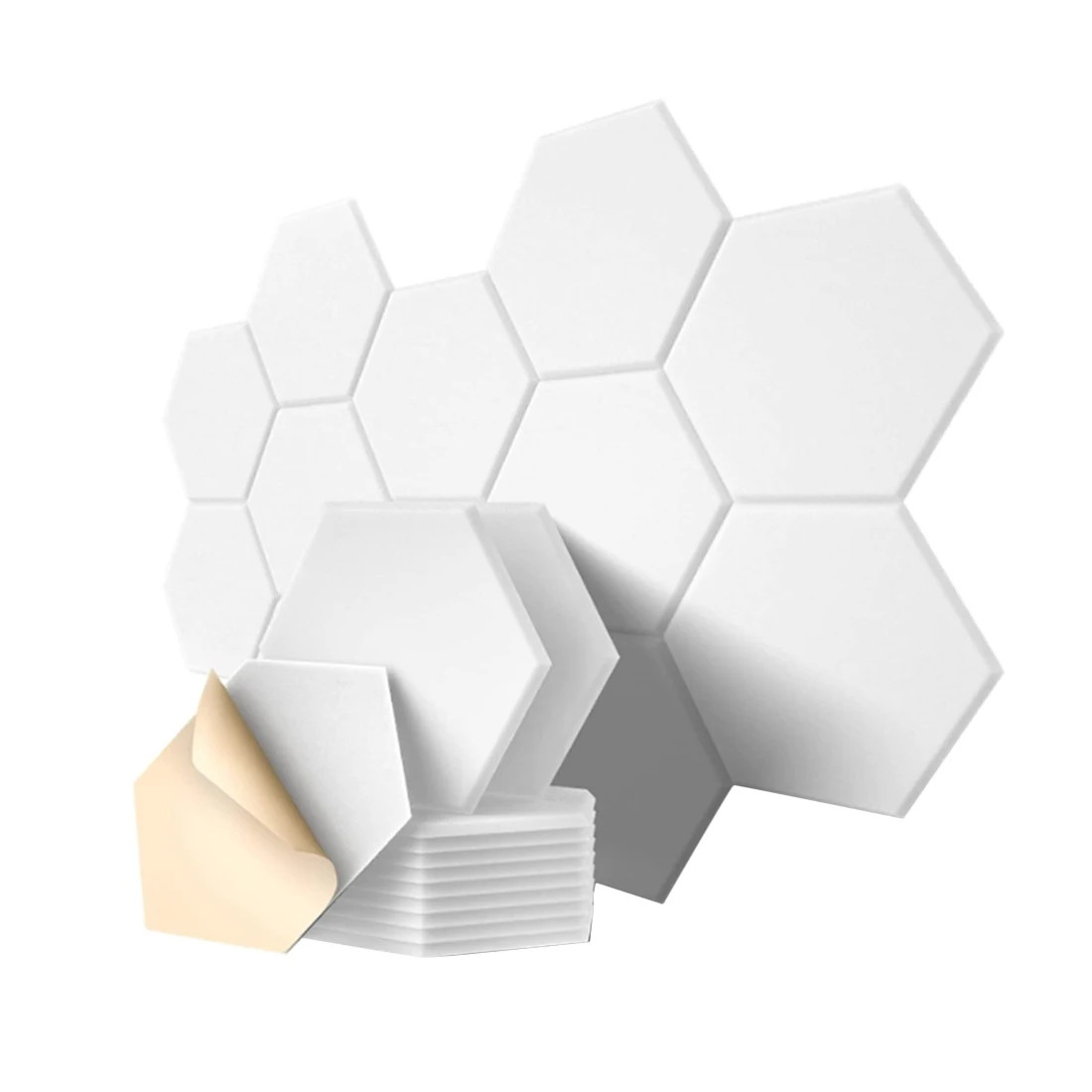 12 Pack Hexagon Acoustic Panels Beveled Edge Sound Proof Foam PanelsSound Proofing Padding for Wall DecorStudio&Office