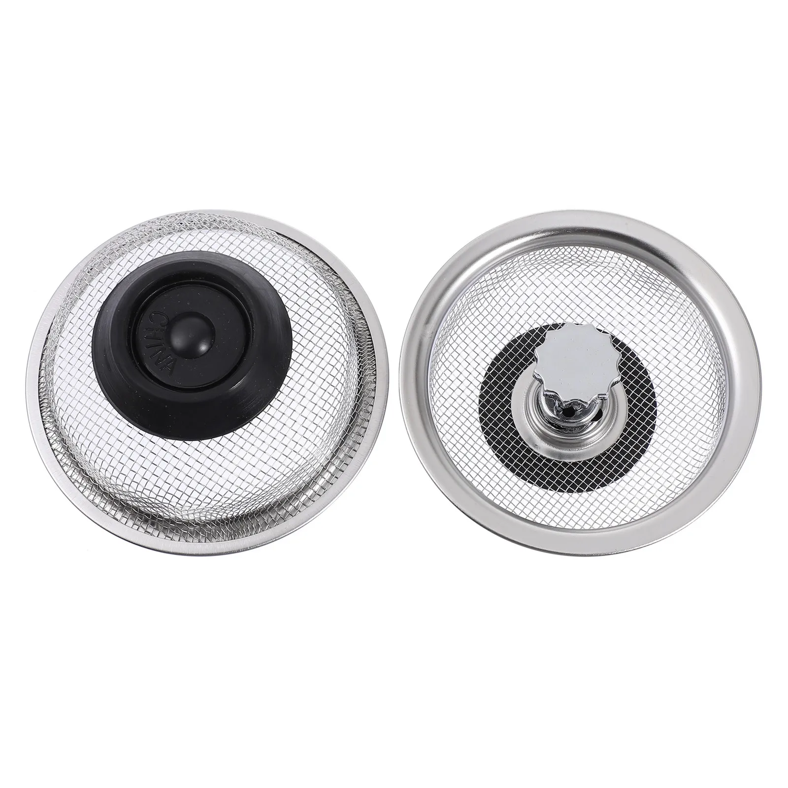 

2Pcs Stainless Steel Sink Drain Strainer with Handle for Easy Lifting and Rubber Stopper Function Kitchen Sink Filter Drain