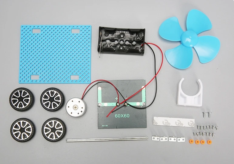 Kit de matériel de bricolage fait à la main pour enfants, technologie de voiture éolienne solaire, petite production, expériences scientifiques, jouets d'inKR