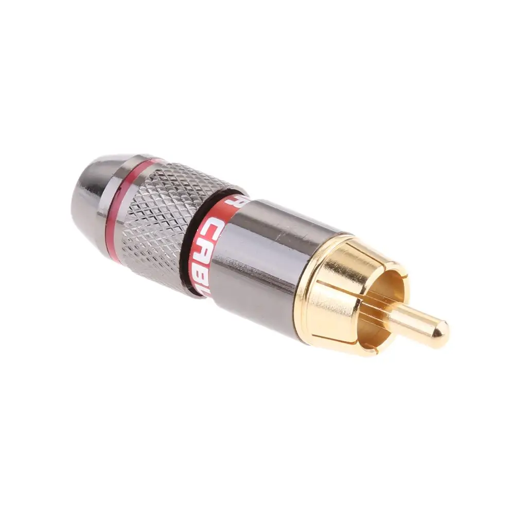 RCA Male Plug Copper Solder Audio Connector Adapter Gold Plated RCA Connectors for Speaker Installation