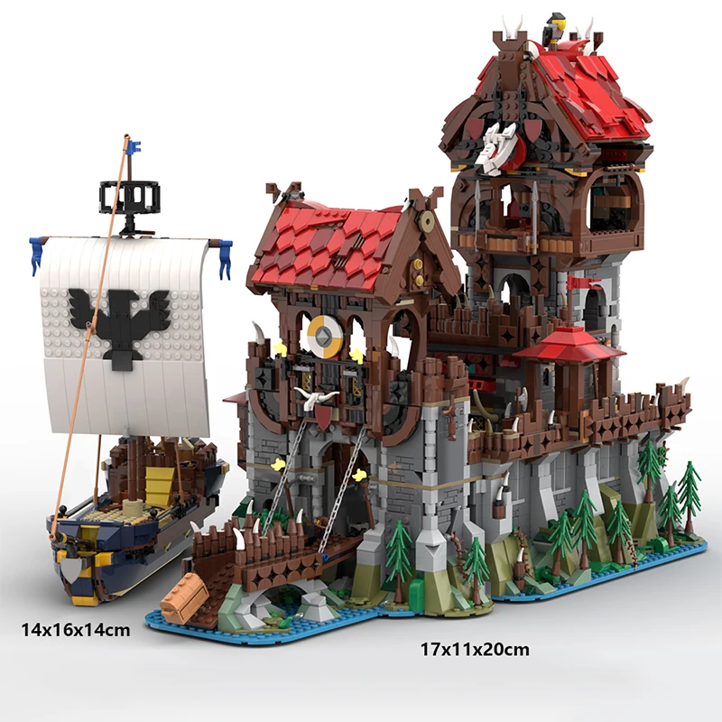 

MOC-136695 Wolfpacked Tower Medieval Ship Model Classic Game Castle Bricks 4984 Pieces DIY Toy for Adults Collction