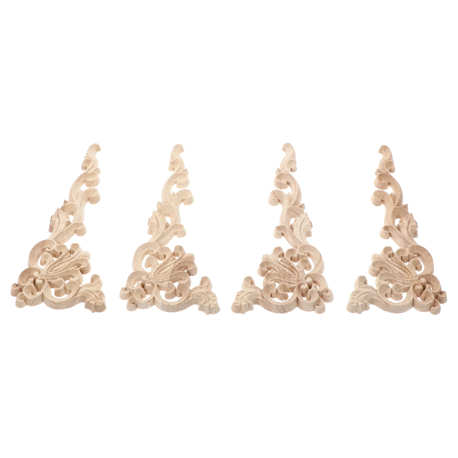 

4 Pcs Wood Carving Decals 18x7cm Unpainted Frame Vintage Decor Furniture Decal Wall Door Appliques Wooden Carved Onlay