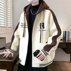 S-6XL 오버사이즈 남성용 후드 재킷, 하이 퀄리티 지퍼 재킷, 용수철 스포츠 야구 유니폼, 유행 남성 의류