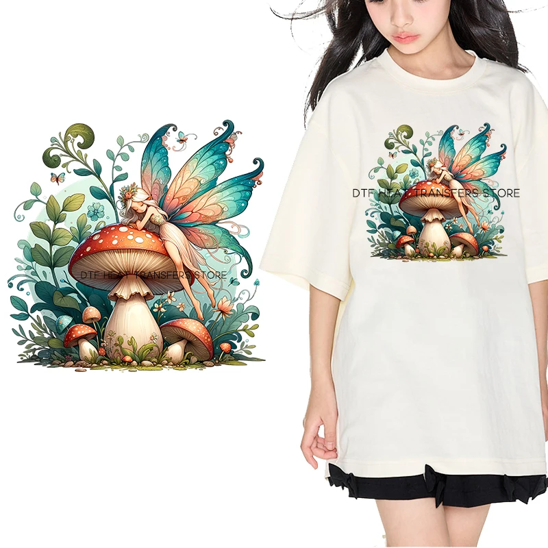 Dream Fairy Tale Castle Mushroom House Iron On Patch Heat Transfer On Clothes DTF Iron on transfer Heat Transfer On Clothes