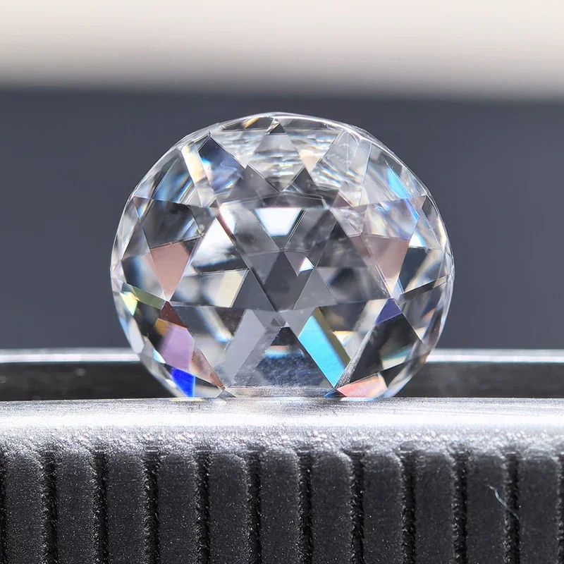 Moissanite Stone Double-faced Rose Cut White Color Round Shape Charm Beads For DIY Jewelry Making Selectable GRA Certificate