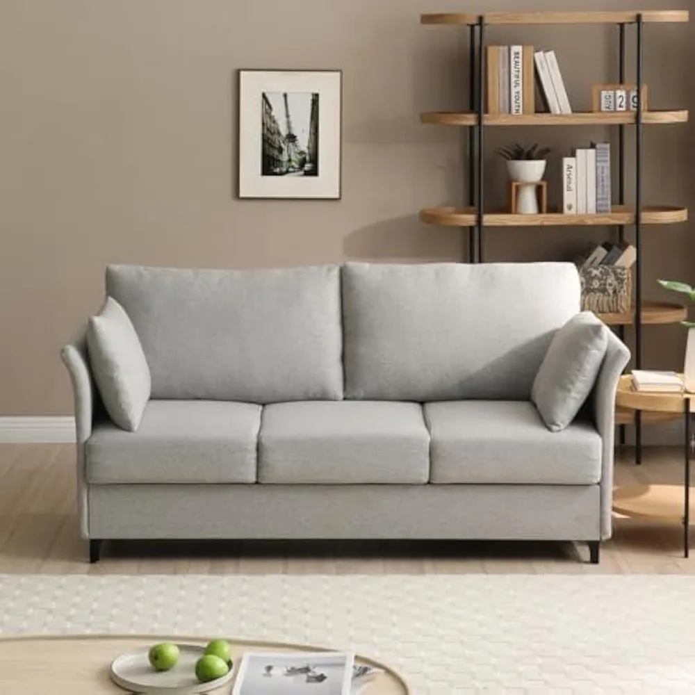 

65'' Upholstered Loveseat Sofa, Mid Century 3 Seat Couch for Living Room, Modern Comfy Deep Seat Couches, for Small Spaces