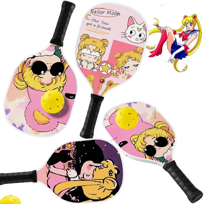 

Sailor Moon Tsukino Usagi Children Pickle Racket Anime Character Cute Personality Student Wooden Sports Racket Set Birthday Gift
