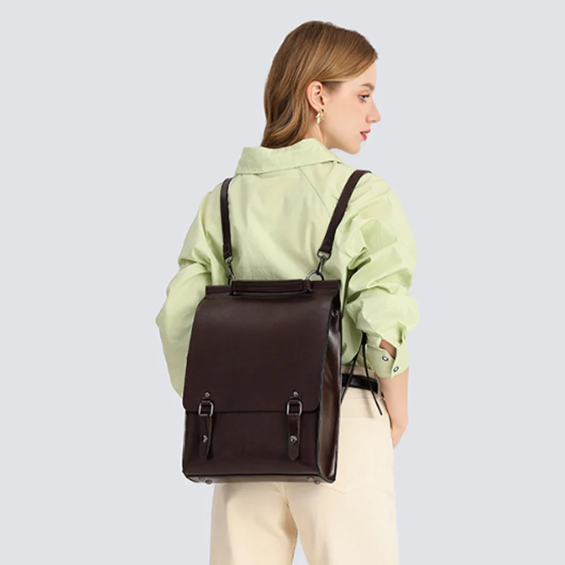 Backpack British College Style Retro Commuting Leather Computer Minimalist Handbag for College Students SAC 2026 NEW
