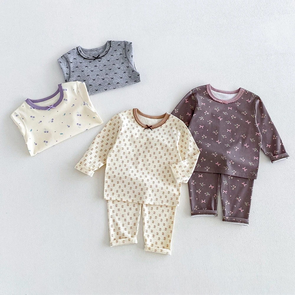 MILANCEL Autumn Pajamas for Children 1-6T Kids Clothes Set Child Girl Pajamas Kids Homewear Set Floral Boys Loungewear