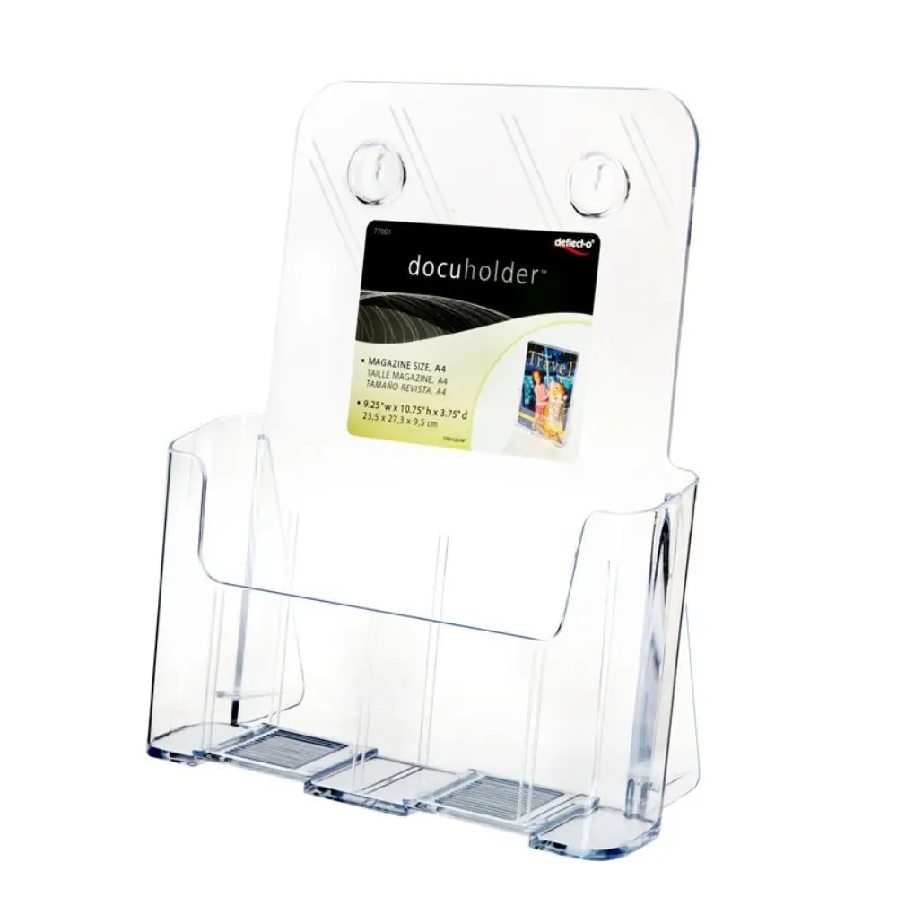 Durable A4 Size Brochure Holder Plastic Non-slip Filing Magazine Rack Clear Slanted Back Flyer Display Stand Bedroom
