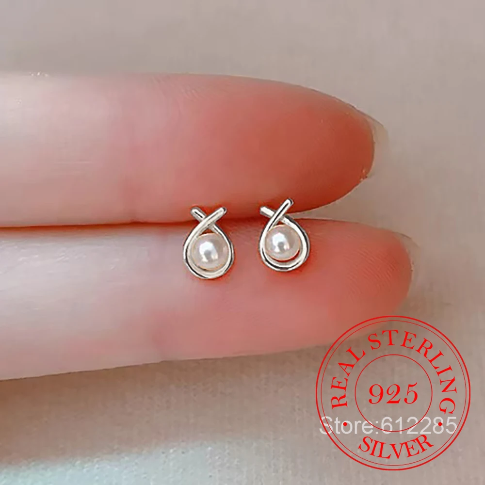 

Ювелирные изделия из стерлингового серебра 925, простые мини-серьги-гвоздики с крестом и жемчугом для женщин, ювелирные изделия для свадебной вечеринки для девочек, подарок другу