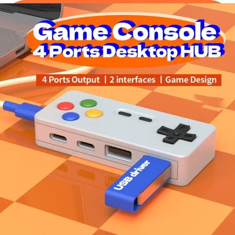 

R53C USB2.0 to 2 Type C and 2 USB Port Hub with Game Controller Look USB Converters