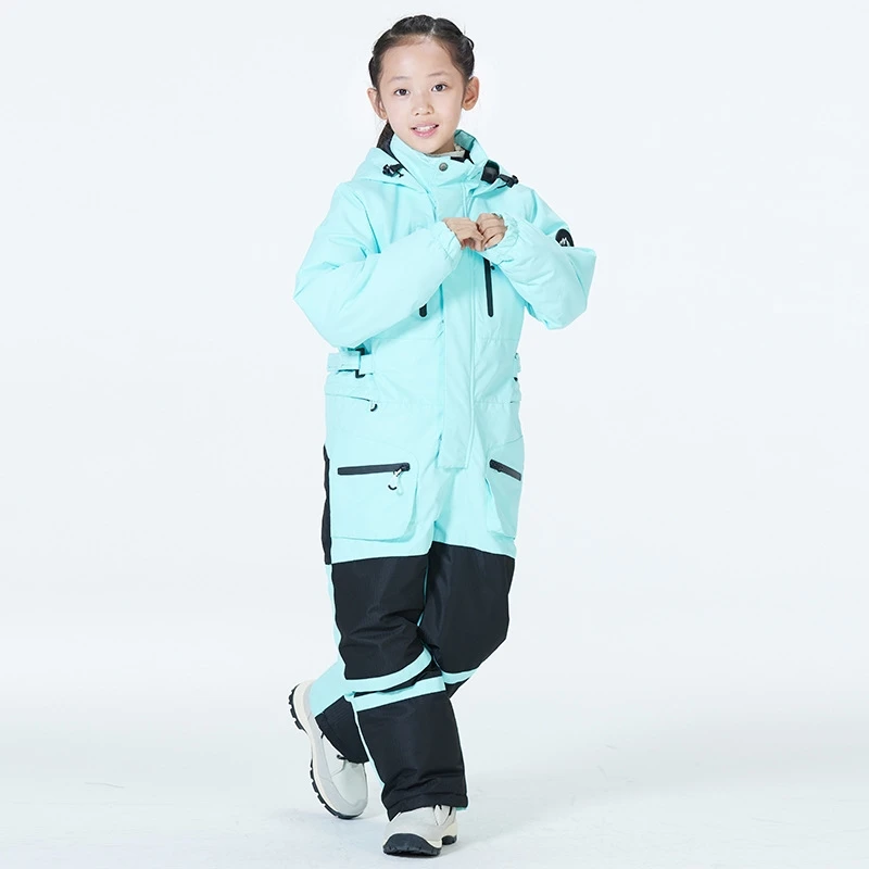 

Children Winter One-Piece Ski Suit Boys Girls Snow Jumpsuit Skiing Snowboarding Costumes Windproof Waterproof Warm Sports Suit