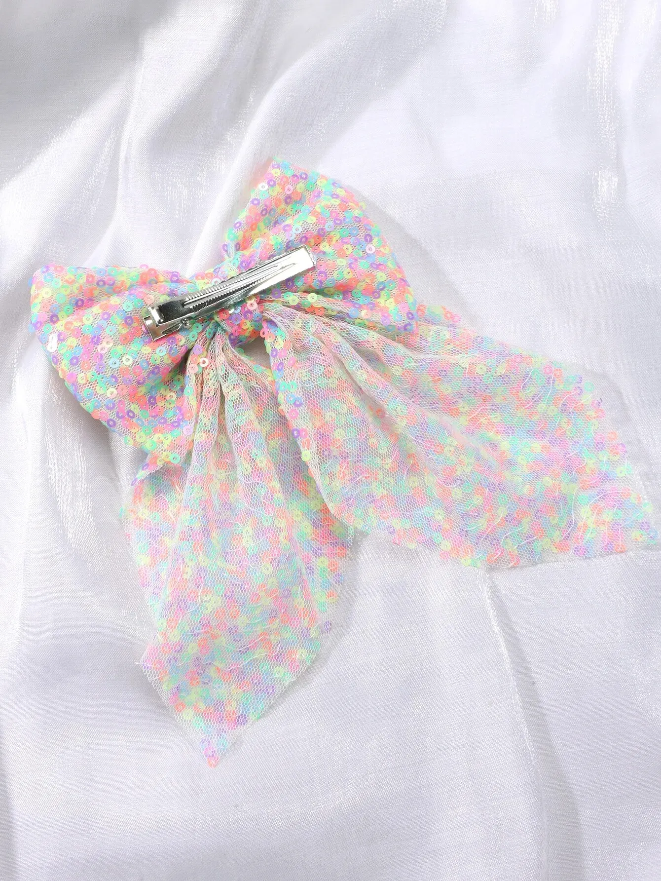 1pc Colorful Net Yarn & Glitter Bowknot Hair Clip Girl Hair Accessoires Kids Hair Clips Headwear Ideal Gift for Girls