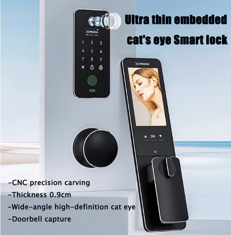 Imagem -04 - Reconhecimento Facial Smart Lock com Câmera Bloqueio Eletrônico Controle App Biometria Impressão Digital Senha Desbloquear Tuya3d