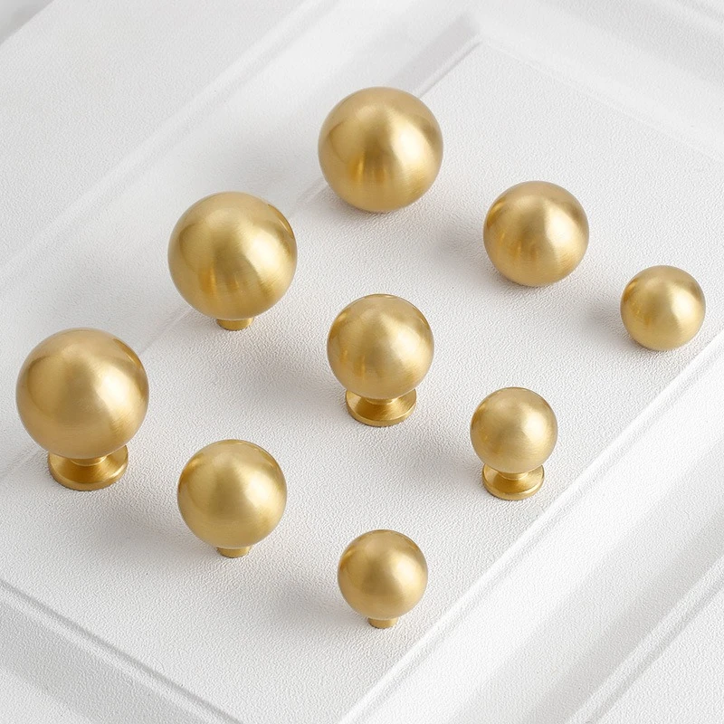 Massiver Messing-Einlochknopf, Runde Möbelgriffe, Moderner Minimalistischer Goldener Schubladenknopf, Kleiderschrank-Türgriff, Küchengriff – Detail 3