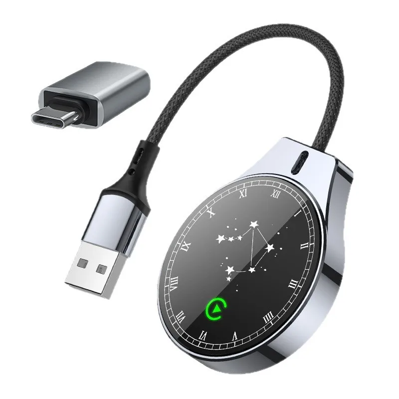 Автоматическая беспроводная USB-коробка CarPlay |   Совместим с iPhone и Android. |   Автомобильный смарт-адаптер