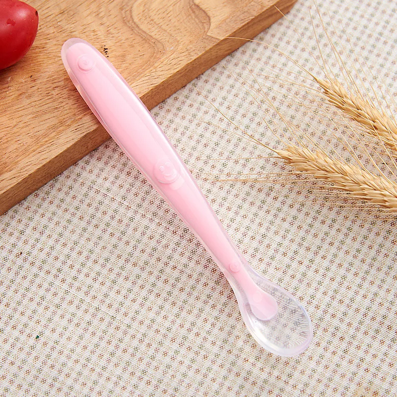 1Pc Baby Safety Silicone Feeding Spoon Children\'s Training Spoons Soft Complementary Food Spoon Baby Cutlery Solid Feeding