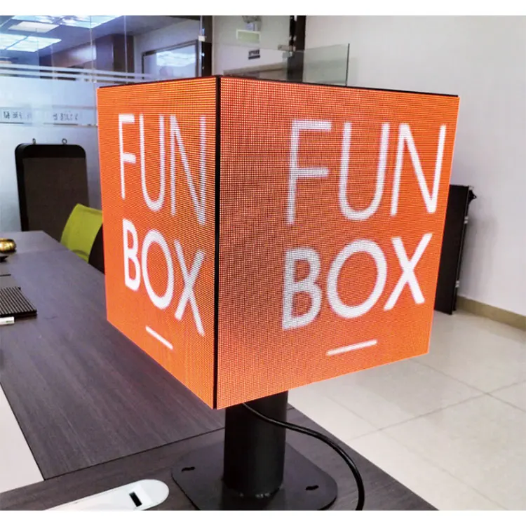 Pantalla LED de cubo mágico interior de 5 caras personalizada, vídeo publicitario, pantalla LED de cubo mágico personalizada