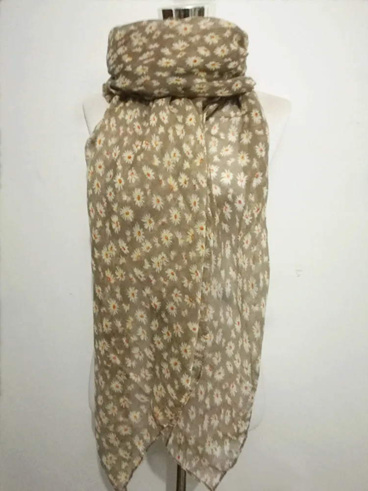 جديد أقحوان الأوشحة للنساء لينة وشاح طويل سنود الحجاب ديزي وشاح البوق زهرة وشاح طويل رائجة البيع الأزهار باندانا #6