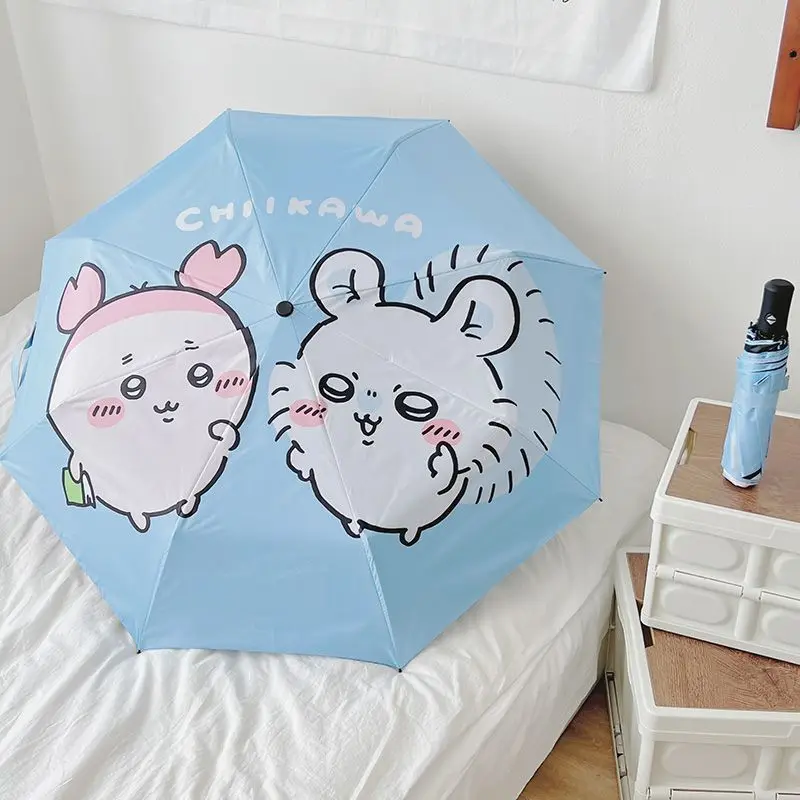 Cartoon Chiikawa Automatic Manual Parasol Cute Usagi Umbrella Anime Kawaii Folding Sun Protection Umbrella Girls Rainy Umbrella view 3