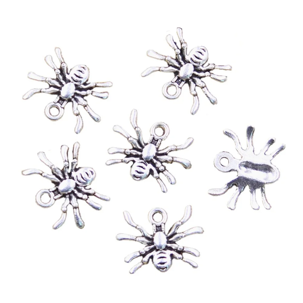 20pcs Charms Vampire Dracula Halloween Spider 15x19mm Antique Silver Color Pendants Making DIY Handmade Tibetan Finding Jewelry