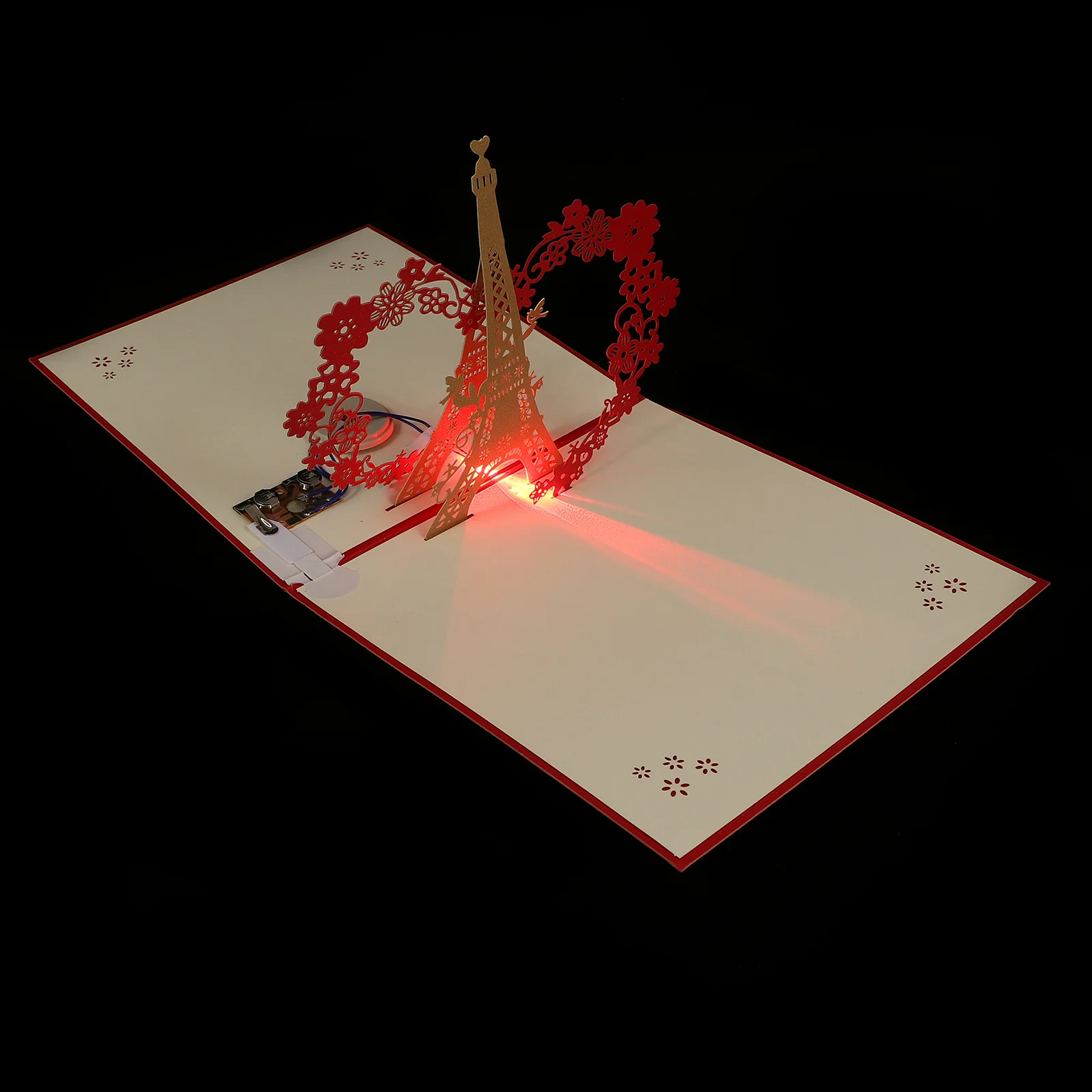 1Set Wedding Birthday Greeting Card 3D Glowing Eiffel Tower Music Light Pop-Up Blessing Gift Eiffel Tower Greeting Card