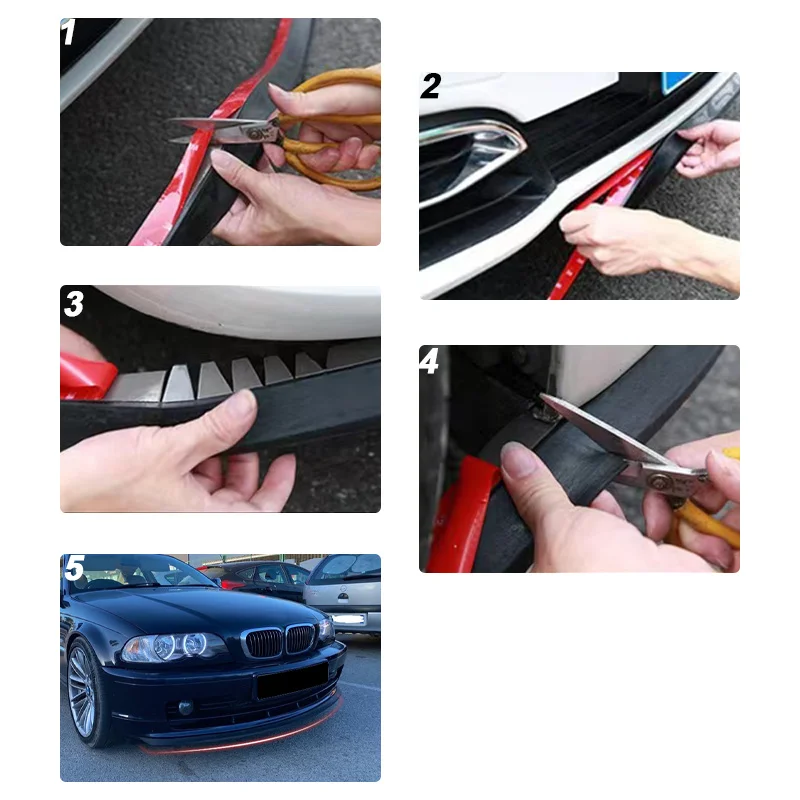 Universal Car Front Bumper Lip Rubber Protector, 2.5m