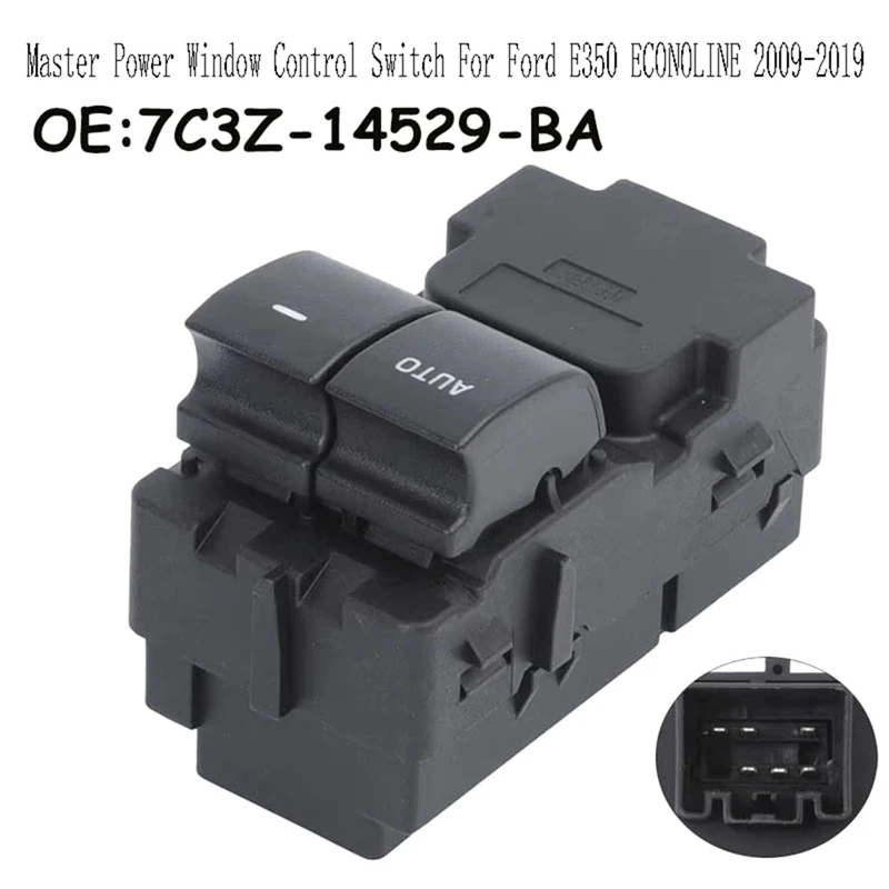 7C3Z14529BA New Master Power Window Control Switch For Ford E350 ECONOLINE 2009-2019 7C3Z-14529-BA