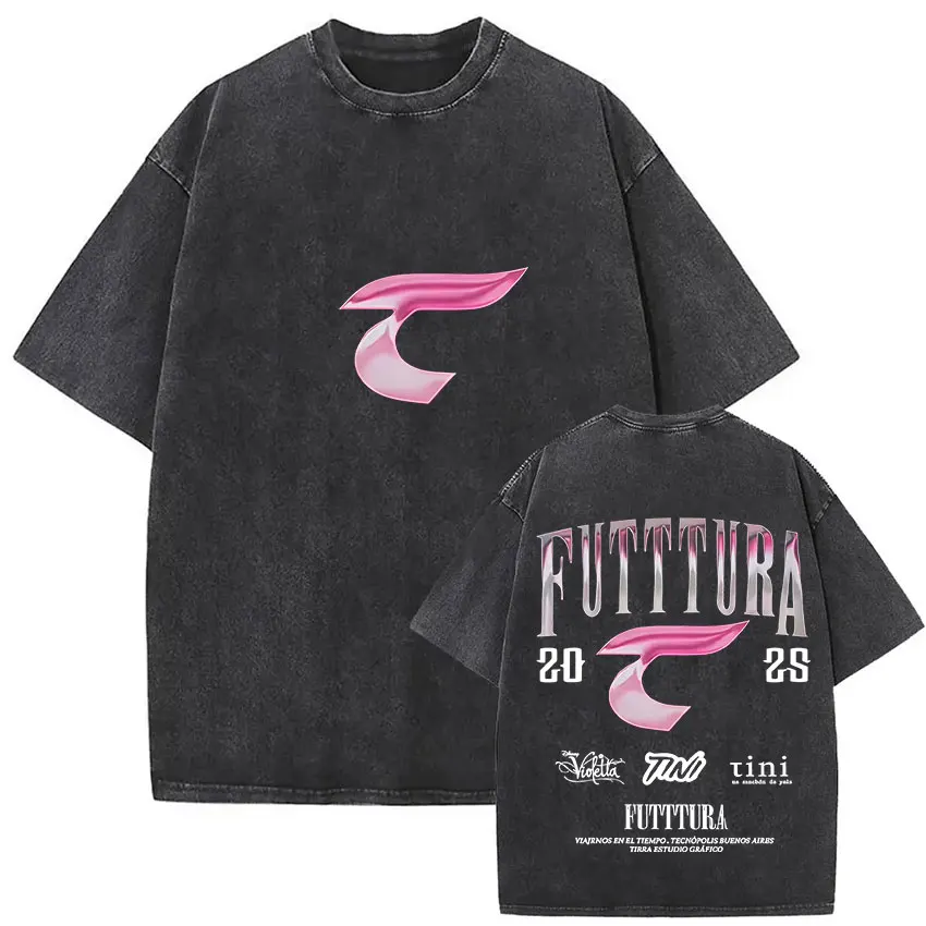 المغني تيني ستوسل فوديرا ألبوم 2025 طباعة تي شيرت الرجال النساء خمر غسلها تي شيرتات قصيرة الاكمام الهيب هوب ملابس فضفاضة تيز #3