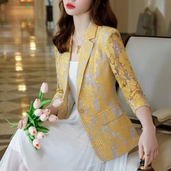 Lace Suit Women's Coat 2022 Spring and Summer Thin New Korean Fashion Temperament Leisure Slim Women's Suit Jacket