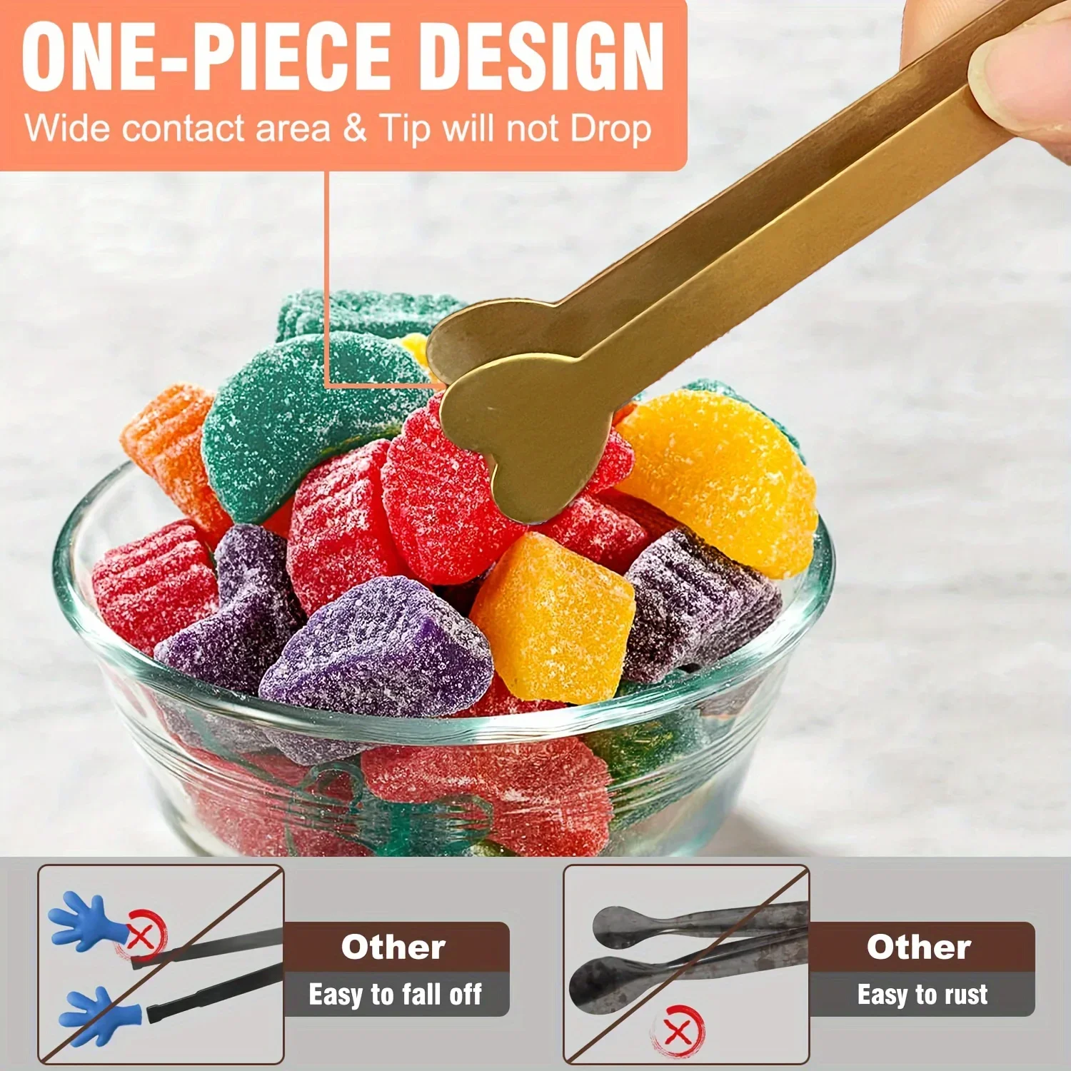 Stainless Steel Heart-Shaped Mini Tongs for Sugar/Ice Cubes Tea Party Wedding Coffee Bar Gift for Valentine's Day & Mother's Day