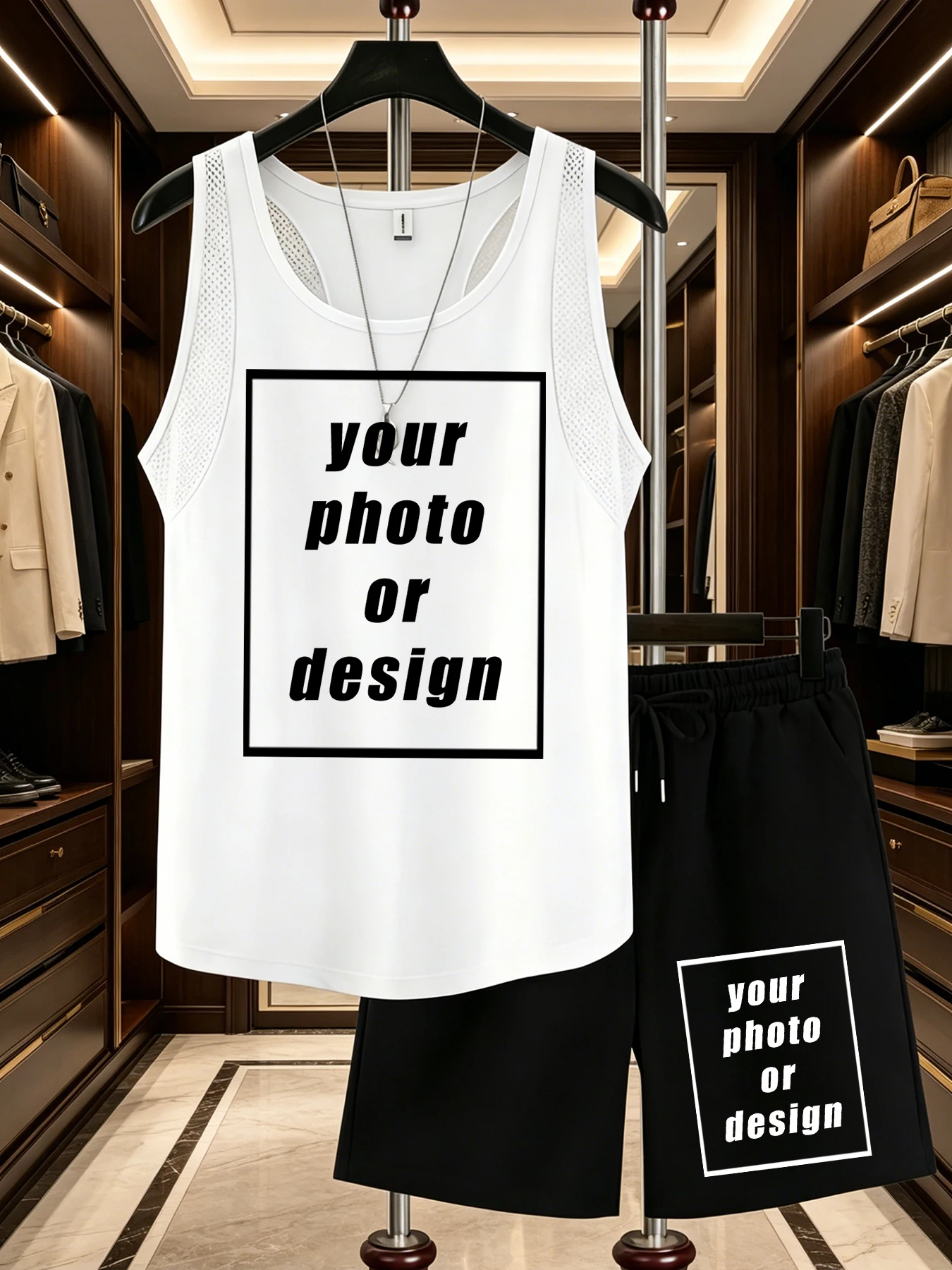 Conjunto de Camiseta sin Mangas Personalizada para Hombre, Estilo Urbano, Transpirable, Chaleco Deportivo, Pantalones Cortos Versátiles, Ropa Holgada a la Moda, Traje de Chaleco Reticulado