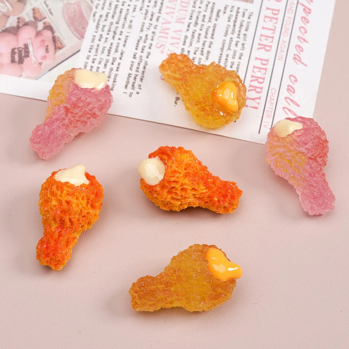 5pcs Simulation Miniature Cute Chicken Leg Resin Cabochon DIY Scrapbooking Craft Miniature Dollhouse Accessories