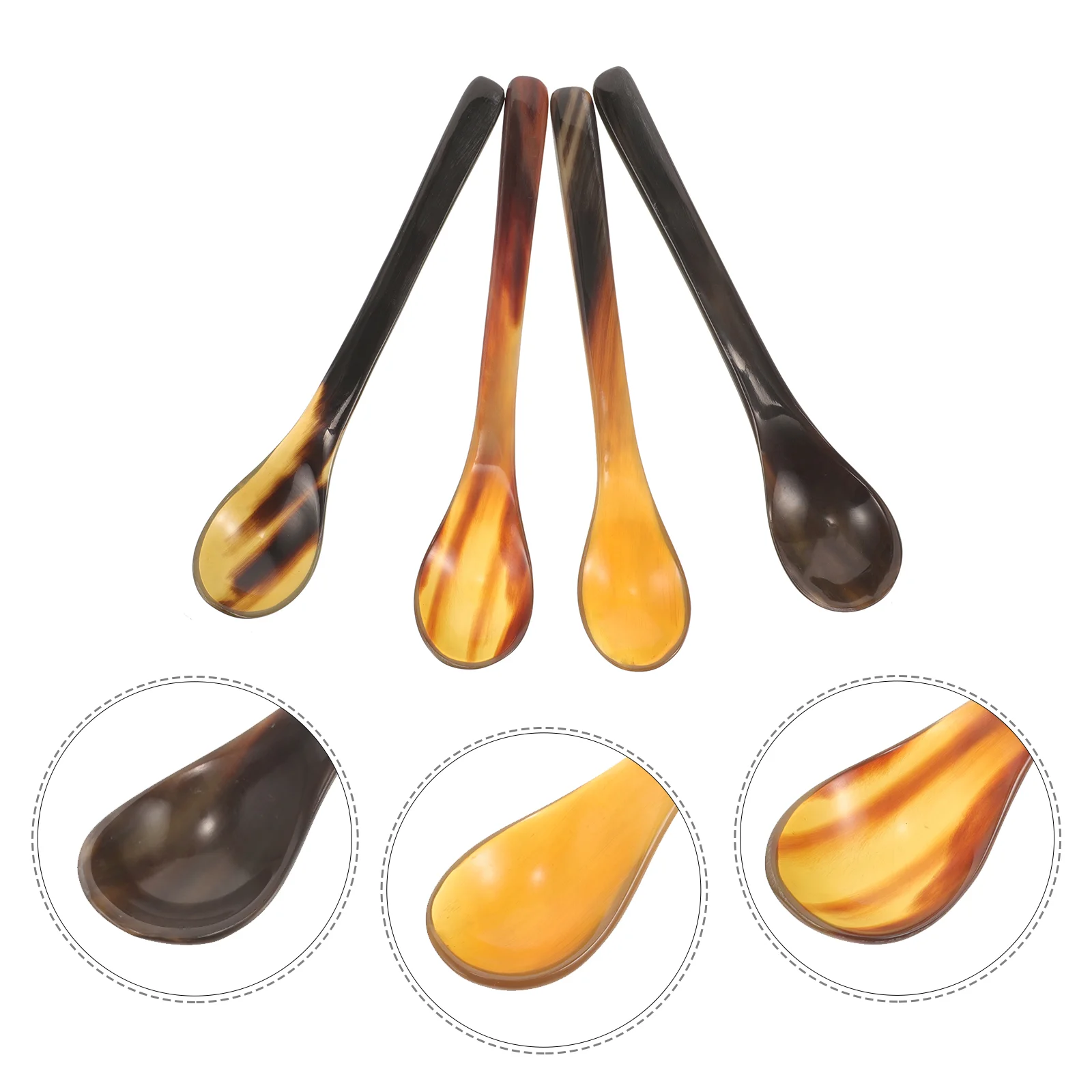 4 Pcs Horn Honey Spoon Spoons Espresso Ox Long Handle Teaspoons Horns Bar Stirring Mother