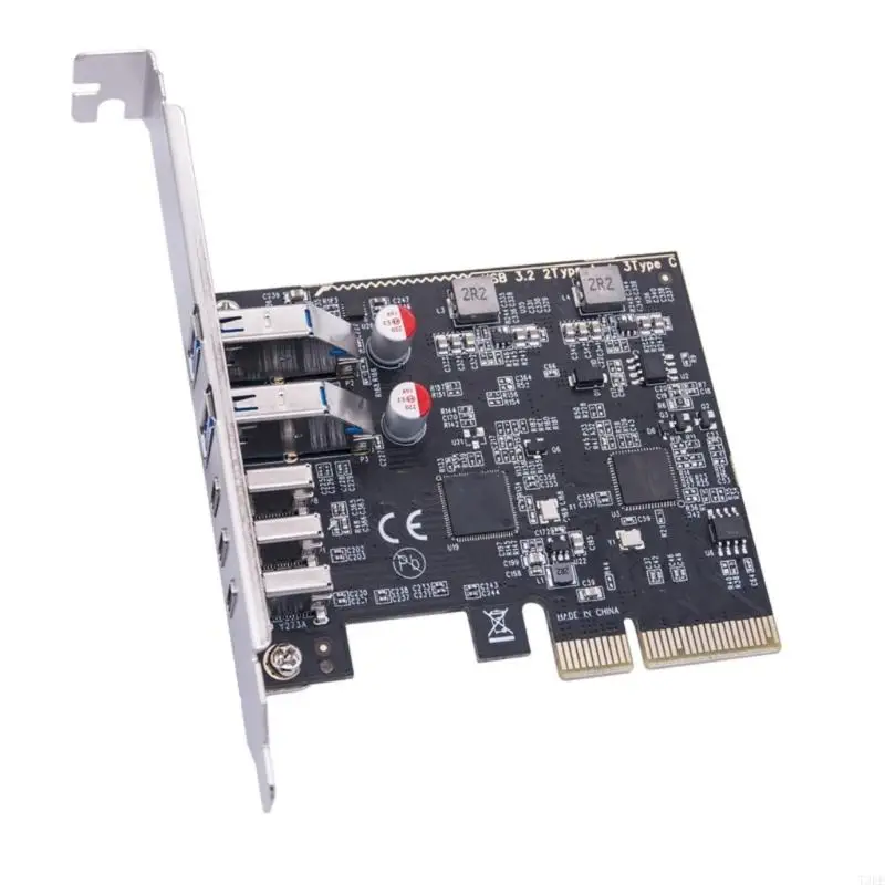 T3EE USB PCIE Card 2Port USB3.2 GEN2 USB A + 3Port Type C 10Gbps Expansion Card PCIExpress 4X USB Hubs Adapter Multipliers