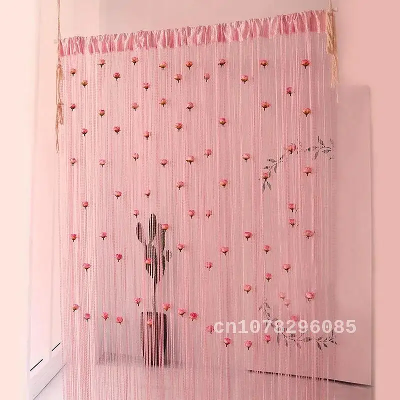 

Decorative Divider Valance Curtain, Hanging Thread, Door Flower Curtain, String Rose, Bedroom Window, 1x2m