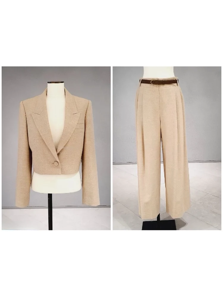 

Elegant Business Style Women's Suit Set Spring New Arrival Slim Fit Commute Ready Outerwear And Pants Long Sleeve Short Coat